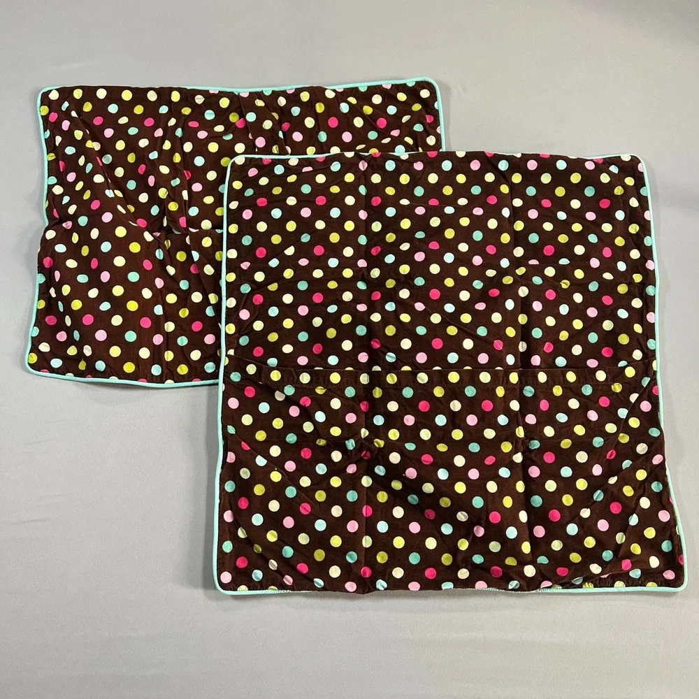Pottery Barn Multicolor Polka Dot Bedroom Pillow Sham Set (1 Euro & 1 Standard)